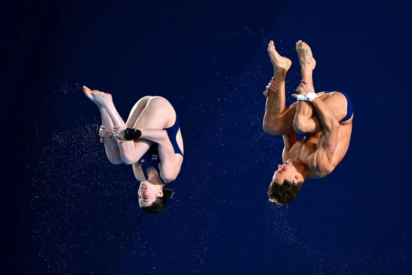 Andrea Spendolini Sirieix and Thomas Daley during the Mixed Team Finals on Day 1 (Quinn Rooney/Getty Images)